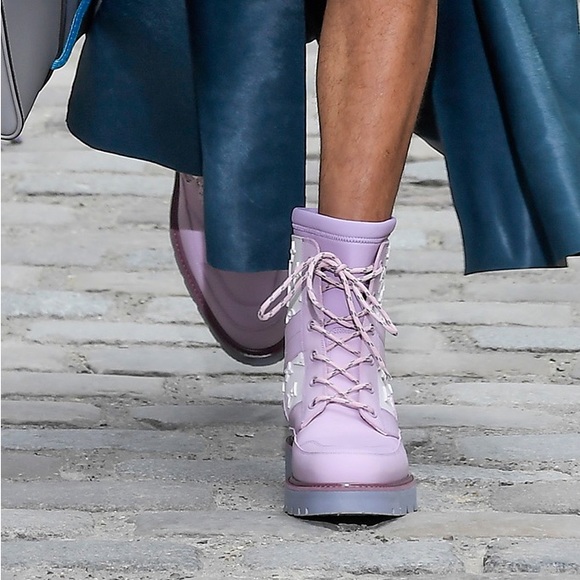 Louis Vuitton Mens Authentic ‘20 Landscape Combat Boots Purple LV Logo Rare 8.5 - Picture 4 of 15